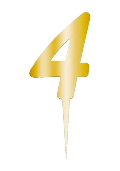 Pleksi Rakam Pasta Süsü. 12.5cm x 5cm - 1 Adet Altın 0