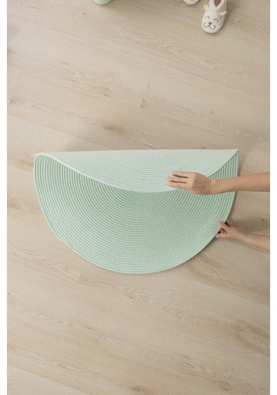 Ocean Home Textile Yıkanabilir Mint Kırçıllı Pamuklu Halı Kilim 80 Cm Çap
