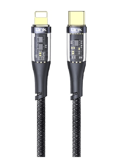 Linktech K673 Type-c - Lightning 27w 3a 1.3m Örgü Şarj Kablosu