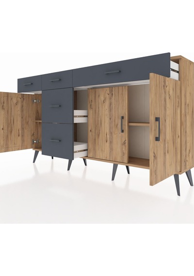 Arges Konsol 2 Raflı 5 Çekmeceli 3 Kapaklı 176x30x99 Çam-çam/antrasit Atlas Çam/antrasıt - Atlas Çam Arges Konsol 2 Raflı 5 Çekmeceli 3 Kapaklı 176x30x99 Çam-çam/antrasit Atlas Çam/antrasıt - Atlas Çam