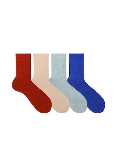 Ozzy Socks Kadın Kışlık Dayanıklı Topuk ve Burun Havlu Soket Çorap - 4 Çift Çok Renkli