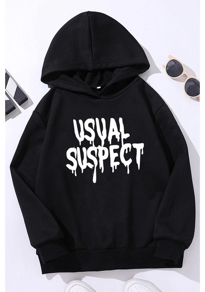 Uyguntarz Çocuk Usual Suspect Baskılı Sweatshirt Siyah