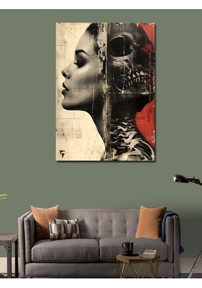 Kanvas Tablo Kadın Ve İskelet 50cmx70cm