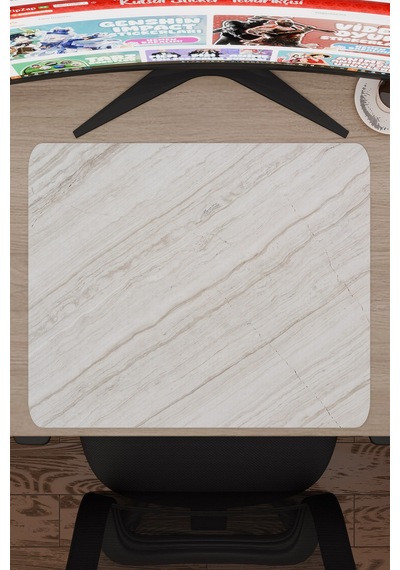 Beyaz Mermer Kaymaz Dikişli Kauçuk Oyuncu Mousepad V2 - 48x40 Xl Gaming Mouse Pad Fare Altlığı
