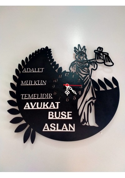 Adalet,avukat,hukuk Bürosu,adliye İçin Duvar Saati Kişiye Özel Siyah