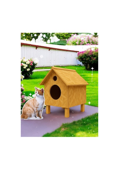 Kedi Evi Kedi Yuvası Kedi Barınağı 3 Kedi İçin 45x45x45 Cm İç Ve Dış Mekan