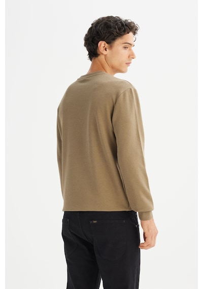 Lee Regular Fit Normal Kesim Bisiklet Yaka Baskılı Haki Sweatshirt