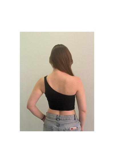 Arba Ünü Degaje Crop Bluz Siyah Siyah