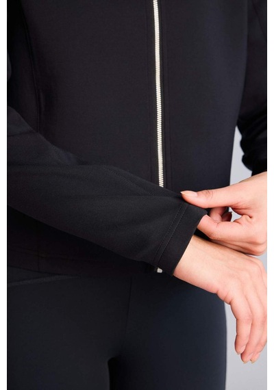 Defacto Standart Fıt Dik Yaka Skuba Dalgıç Kumaş Fermuarlı Sweatshirt G1172ax26spbk81 Siyah-bk81