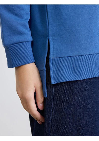 Lc Waikiki Mavi Dik Yaka Kadın Sweatshirt Tunik