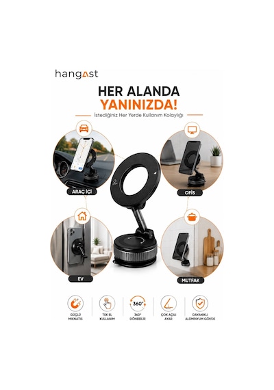 Manyetik Telefon Tutucu Vakumlu 360 Dönebilen Katlanabilir Masa, Araç Ve Cam Uyumlu Telefon Standı Siyah Manyetik Telefon Tutucu Vakumlu 360 Dönebilen Katlanabilir Masa, Araç Ve Cam Uyumlu Telefon Standı Siyah