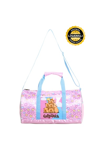 Capybara Lisanslı Canlı Renkli Spor & Günlük Çanta Anne Bebek Pembe