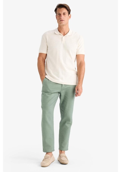 DeFacto %100 Pamuk Yazlık Jogger Pantolon Regular Fit Normal Kesim Keten Görünümlü Düz Paça Cepli B4138AX25SPGN457