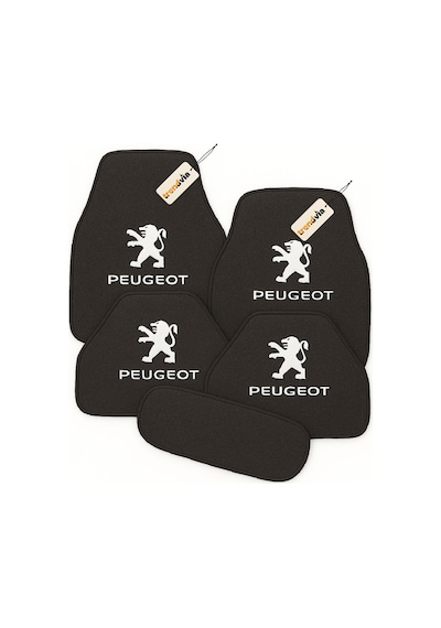 Peugeot Logolu Antrasit Oto Halı Paspas Seti 5 Parça Kaymaz Taban, Kolay Temizlenebilir