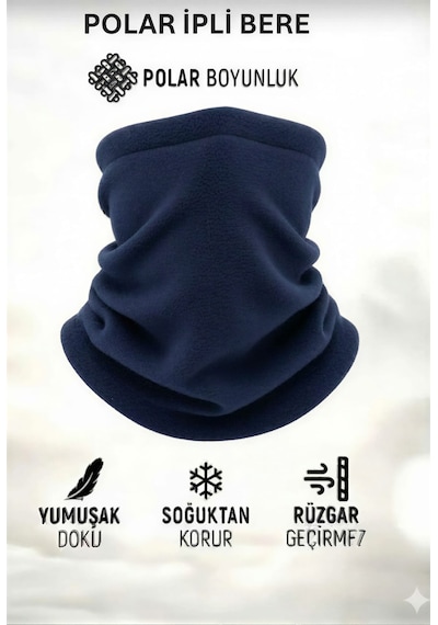 Qu-tex Qulothes 3 Lü Kombin Set Termal Polar Soğuk Geçirmez Bere & Boyunluk Unisex Kışlık Ayarlanabilir Çok Renkli