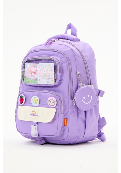 Kawaii 3'lü İlkokul Okul Çantası Seti Lila Kız Çocuk Beslenme Çantalı Kalemlikli Lila Gökkuşağı