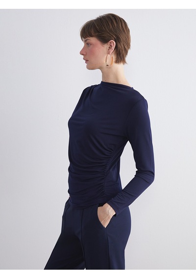 Lcw Everyday Lacivert Bisiklet Yaka Büzgülü Kadın Body
