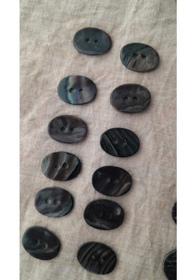 Doğal Siyah Hakiki İnci Midye Kabugu Düğme -14 Mm 12 Adet