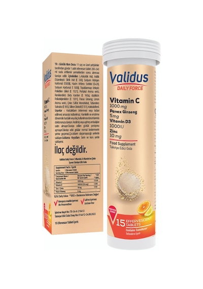 Daily Force Vitamin C + Panax Ginseng + Zinc + Vitamin D3 15 Effervescent Tablets