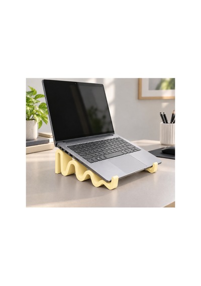 Violet Dalgalı Görünümlü Laptop Standı - Pastel Sarı