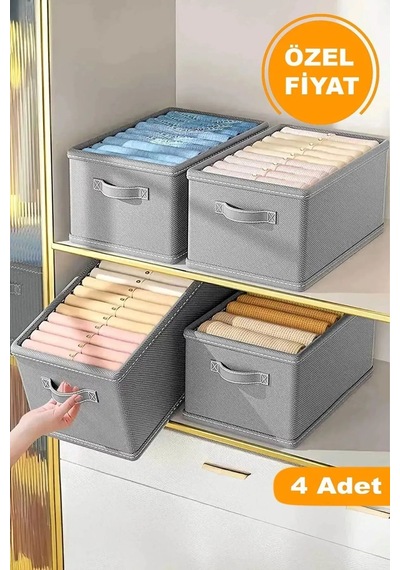 4 Adet Lüks Dolap Düzenleyici, Raf Düzenleyici, Katlanabilir Kıyafet Saklama Kutusu-45 Cmx30 Cmx20cm Diğer