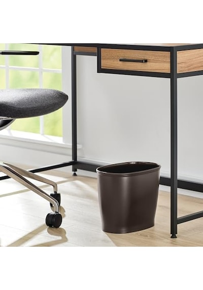 Interdesign Kent Oval Çöp Kutusu, Banyo Mutfak Ofis İçin, Plastik, 30,5x20,3x25,4cm, Kahverengi