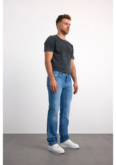 76076-73600 Erkek Regular Fit Mıd Waıst Mid Leg Denim Pantolon 76076-73600 Buz Mavisi