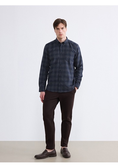 Lcwaıkıkı Classic Siyah Regular Fit Yün Karışımlı Gabardin Erkek Ekose Gömlek