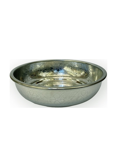 5 Adet 20 Cm Metal Hamam Tası Gümüş