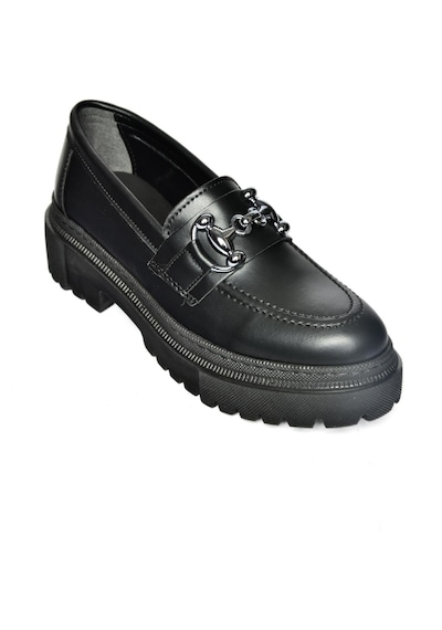 Fox Shoes P6520343009 Siyah Kalın Tabanlı Kadın Günlük Ayakkabı Siyah-suni Deri Siyah
