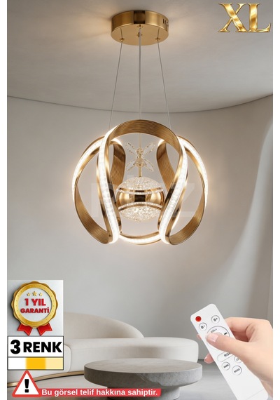 İthal Kasa Xl 3 Renk Kumandalı Led Avize Taç Toplu Gold Kasa Büyük Ledli Salon & Oturma Odası Avizesi Altın - 874904837 Altın - 874904837 Altın