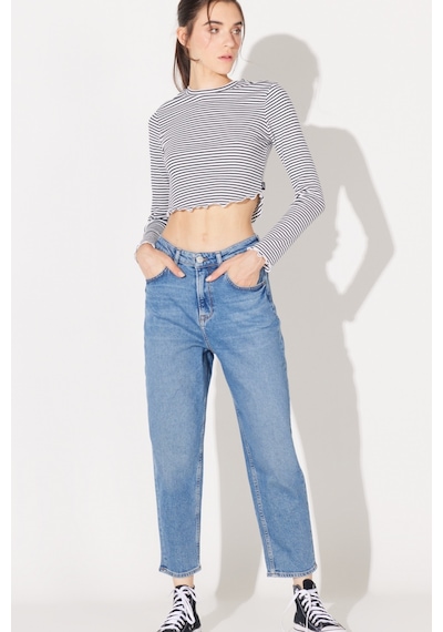 Lee Stella Regular Fit Normal Kesim Yüksek Bel Düz Paça Mavi Kadın Esnek Jean Denim Kot Pantolon L31J012404 Mavi