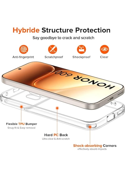 Honor 600 Kılıf Darbe Emici Korumalı Pürüzsüz Esnek Şeffaf Silikon