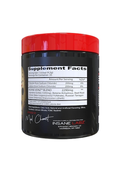 Insane Labz Insane Veinz Nitric Oxide Booster Agmatine Sulfate