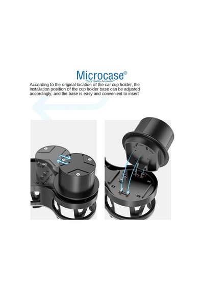 Microcase Araç İçi Bardaklıktan Monte Çift Bardak Tutucu Ve İçecek Tutucu - Al3487 Genel