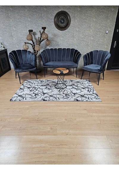 Siyah Boyalı Tel Ayak Papatya Çay Seti Koltuk Takımı , Balkon, S