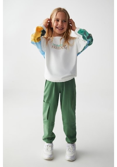 Nk Kids Kız Çocuk Beli Lastikli Cep Detaylı Yumuşak Pantolon-13366-yeşil Yeşil