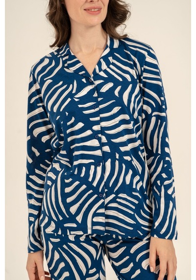 Arnetta Kadın Lacivert Desenli Gömlek Pijama Takımı Ar3766-s-v1 Ar3766-s-v1