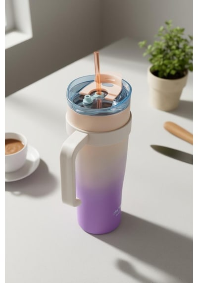 Bambum Horizon - Pipetli Termos Bardak Pembe 1000ml Pembe