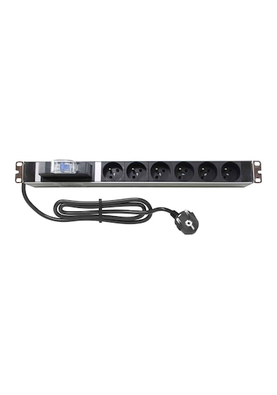 Amp Connect 19" 1u 6 Ups / Fransız Soketli 16a Otomatik Sigorta Koruyuculu Alüminyum Kabin Prizi Pdu