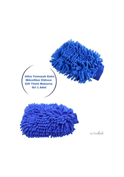 Ultra Yumuşak Mikrofiber Yıkama Eldiveni - Çift Yönlü Makarna Mavi 1 Adet