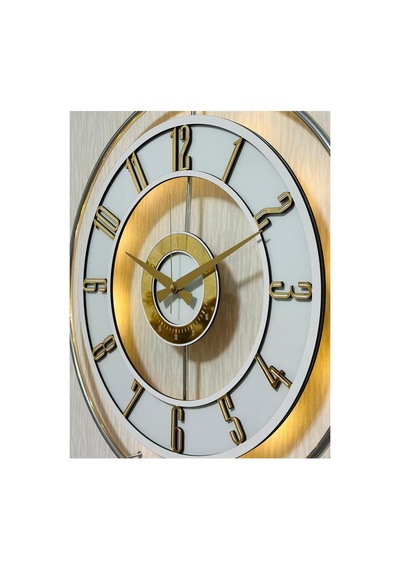 Pey Aksesuar Metal Camlı Duvar Saati Krom Statık 50 X 70cm Orta Boy Işıklı Gerçek Cam Duvar Saati Modern Tasarım M51-kromgrı-şeffaf-beyaz-gold