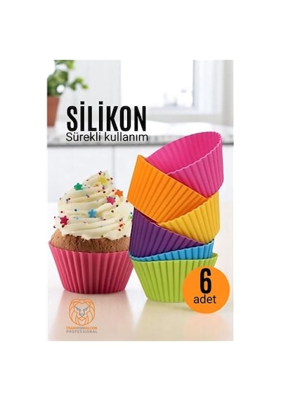 Zenvac Silikon Muffin Kalıbı - Sürekli Kullanım Muffin Kek Kalıbı 6 Adet 721702 Zenvac29 Renkli