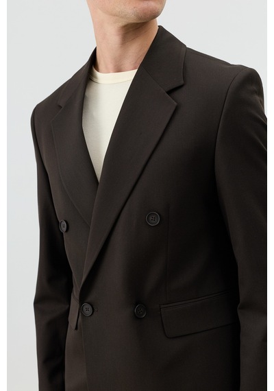 Antioch Relaxed Kruvaze Erkek Blazer Ceket Kahve