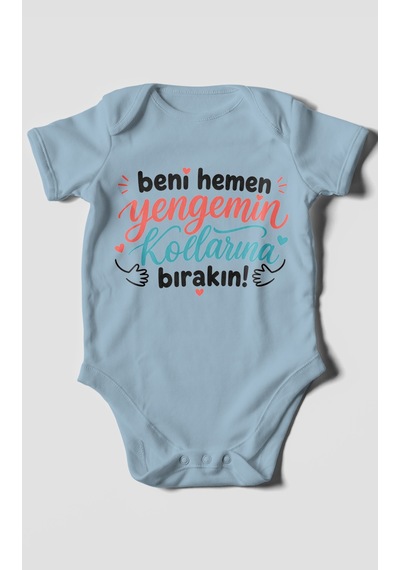 Morivokids Yengeye Özel Kısa Kollu Bebek Body %100 Pamuk Bebe Mavisi