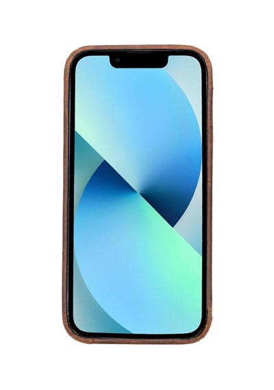 Apple Uyumlu iPhone 13 Pro Max Deri Arka Kapak Rock G2 Kahverengi