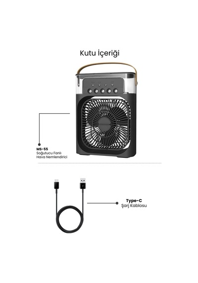 Masaüstü Taşınabilir Buzlu Vantilatör Su Soğutmalı Rgb Led Işıklı Soğutucu Fan Air Cooler Fan