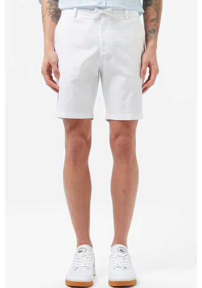 Lacoste Men's Regular Fit White Bermuda Shorts Erkek Keten Pamuk Bermuda Şort Beyaz