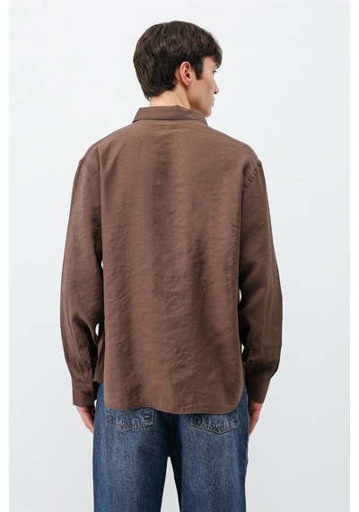Vamos Modal Kumaş Oversize Gömlek Kahve