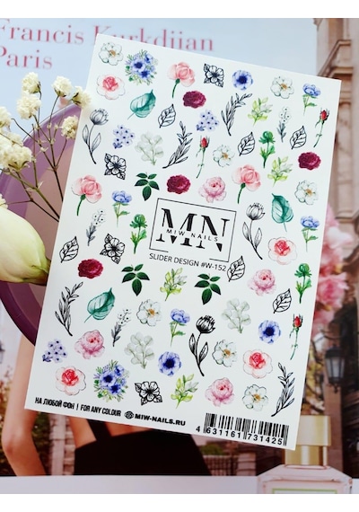 Nail Art Slider Stiker Çiçek Çerçeve Premium W152